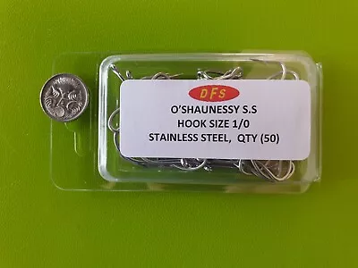 50x DFS Size 1/0 O'shaughnessy STAINLESS STEEL Fishing Hooks • $16.70