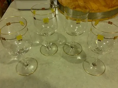  Set Of 4 Crystal Wine Glasses Bohemian? Gold Rim. • $20