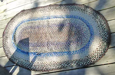 Antique Oval Braided Rug Needs Repair 55  X 33  Various Colors • $99