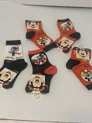 DISNEY MICKEY MOUSE Halloween Kids 5 Pairs Of Socks Size 9-11 New With Tags • $15.33