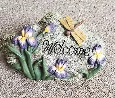 Vintage Crazy Mountain Hide A Key Welcome Rock Sign Box Purple Iris Snapdragon  • $10.99