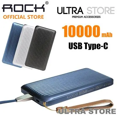 $29.86 • Buy ROCK 10000mAh 3A USB C Type-C Metal External Portable Battery Charger Power Bank
