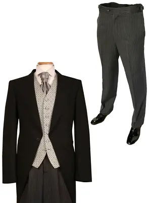 Royal Ascot Tailcoat Suit 2 Piece Jacket & Trousers Wedding Morning Wear Ex Hire • $216.93