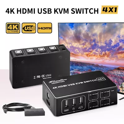 4 Port HDMI 2.0 KVM Switch Box 4K 60Hz USB KVM Switcher PC Keyboard Mouse Share • $64.95