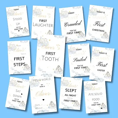 Baby Boy Personalised Milestone Cards 1st Year Gift • £4.50