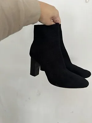 Zara Womens Sock-style Fabric High-heeled Ankle Boots Booties Size 8 • $23.99