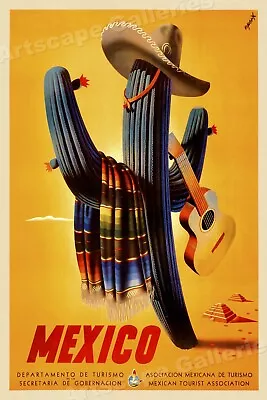 $12.95 • Buy 1940s Mexico Saguaro Cactus Vintage Style Travel Poster - 16x24