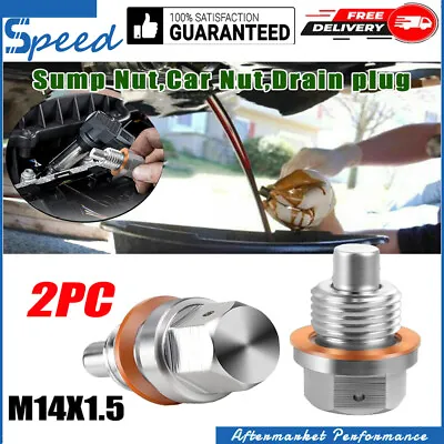 2pcs M14x1.5 Car Engine Magnetic Oil Drain Plug Screw Nut Bolt Sump Universal • $8.29