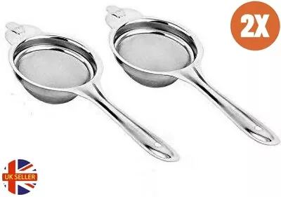 2x Tea Strainer 7.5cm Metal Stainless Steel Sieve Mesh Kitchen Loose Leaf Filter • £3.65