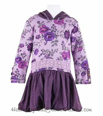 New. Naartjie Kids Castle Spot Trimmed Royal Rose Hoode Dress Love. Size 9. • $17.99