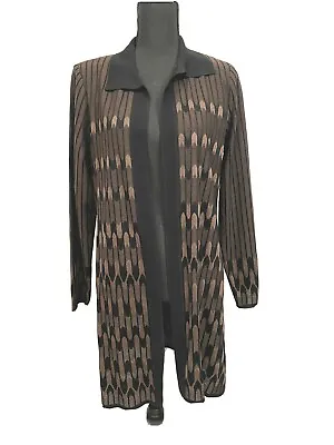 MISOOK Duster Long Cardigan Jacket Small NEW $498 Black Geometric Open Front • $112.50
