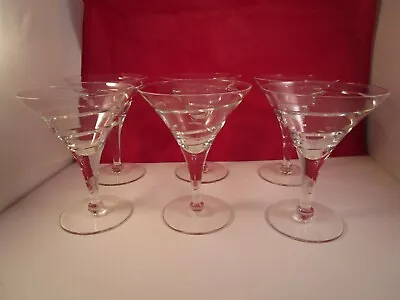 Vintage Clear Glass Cut Swirl Spiral Set Of 5 Liquor Cocktail Glasses • $29.99