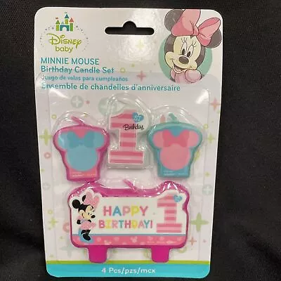 Baby Minnie Mouse 1st Birthday Mini Molded Candles 4ct Party Cake Decoration • $8.99