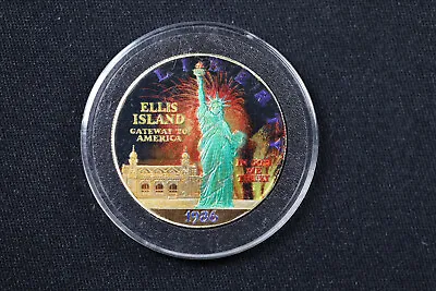 1986 - Ellis Island Liberty Silver One Dollar Commemorative Coin - COLORIZED • $49.99