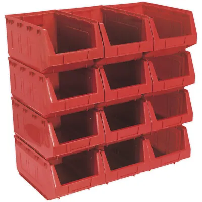 12 PACK Red 210 X 335 X 165mm Plastic Storage Bin - Warehouse Part Picking Tray • £194.99