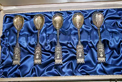 Vintage 5 Pc Set Olsson Boliden Silver Demitasse/Condiment Spoons .835 W/case • $115