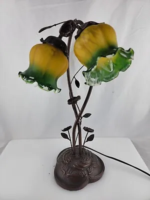 17  Tall Lily Pad Pond Table Lamp Gooseneck Double 2 Arm Light • $80.99