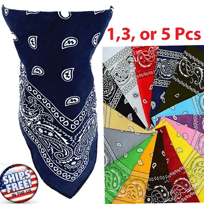 Bandana Paisley Face Mask Head Wrap Scarf Cotton Mouth Cover Handkerchief Lot  • $8.49