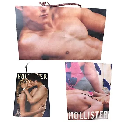 2pc Vtg Hollister Sexy Shirtless Young Man Woman Kissing Beach Shopping Bags • £18.99