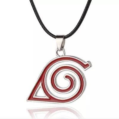 Naruto Decorative Necklace Konoha Ninja Village Sign Pendant (Red Zinc Alloy) • £15.31