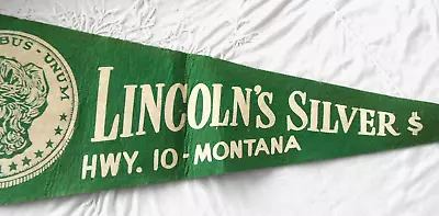 Lincoln's Silver $ Dollar Montana 27  Pennant & Wood Souvenir Log Cabin Bank • $10