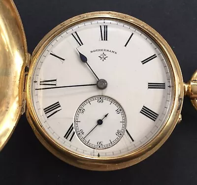 Antiques 18 Ct Solid Gold  Full Hunter Pocket Watch By Rotherhams Working Order • £1826.70