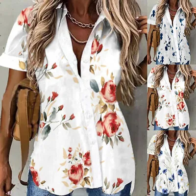 $17.09 • Buy Womens V Neck Floral Boho Tee T Shirt Ladies Summer Casual Blouse Tops Blouse US