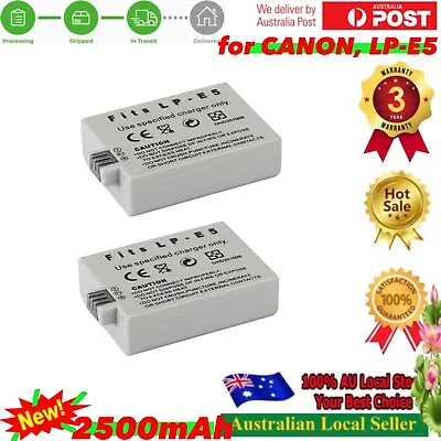 2x LP-E5 2.5Ah Rechargeable Battery For Canon EOS 450D 500D 1000D Kiss F X3 X2 • $25.95