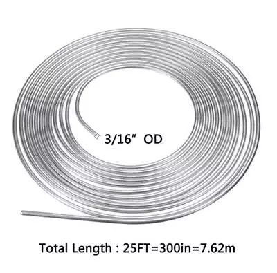 Steel 3/16   OD Brake Line Tubing Kit Silver 25 Ft Coils + 16Pcs Nut Fittings • $33.68