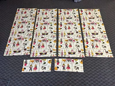 Vintage CURTAIN PANELS SET Kids Nursery Childrens Mid Century Modern Fabric 50s • $59.99