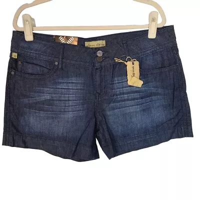 Vault Denim Womens 32 Blue Dark Wash Denim Emerson Edwards Shorts Mid Rise NWT • $20.10