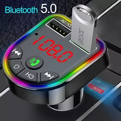 Car Wireless Bluetooth FM Transmitter MP3 Player Radio 2 USB Car Charger Adapter • £7.14