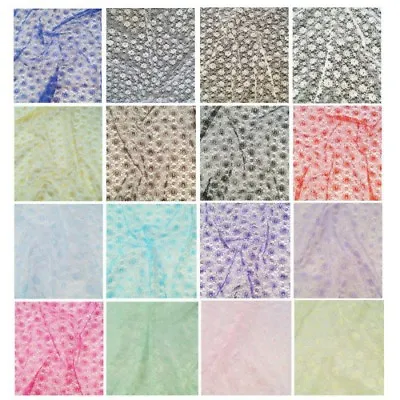 Floral Lace Fabric Dress Net Bridal Material Poly Dressmaking Curtain Costume • £1.50