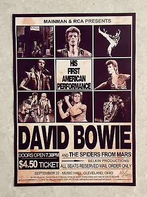 $400 • Buy Numbered 10/500 - David Bowie - Ziggy Stardust - Cleveland, Ohio Concert Poster