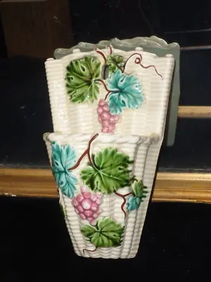 Antique 19th C French Majolica Wall Pocket Vase - Marked  CALINS  • $39.99