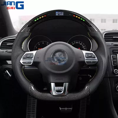 Carbon Fiber Flat Sport LED Steering Wheel Fit 2008-2014 VW MK6 GTI 6R • $699