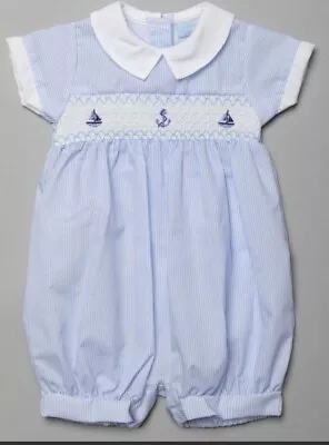 £11.99 • Buy Baby Boys Smocked & Embroidery Romper