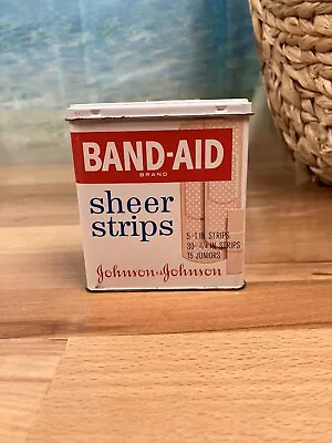 Vintage Band-Aid Sheer Strips Bandages Metal Tin Box Johnson & Johnson  • $10
