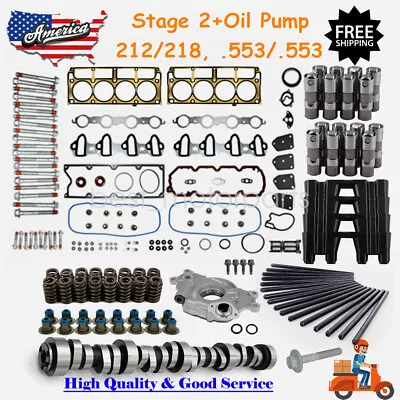 Stage 2 Cam .553  Gaskets Lifters Pushrods Oil Pump For Chevy LS 4.8 5.3 6.0 6.2 • $658.98