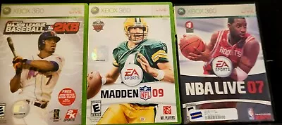 XBOX 360 Sports Bundle: Madden NFL 09 NBA Live 07 MLB 2K8  • $7.75