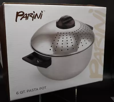 Parini 6 Qt Stainless Steel Pasta Pot With Straining Lid NEW • $13.60