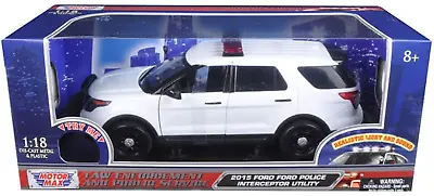 Motormax 1/18 Ford PI Utility Police SUV Blank White WITH LIGHTS & SIREN 73995 • $40.99