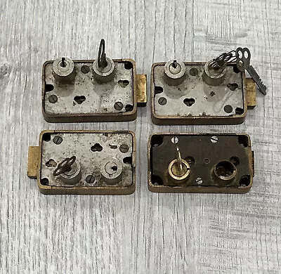 $29.99 • Buy VTG LOT Safe Deposit Box Lock Replace Double Lock With Keys Brass Heavy