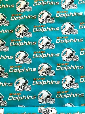 Fat Quarter Miami Dolphins Cotton Fabric 18” X 28” FREE FAST SHIPPING • $11.99