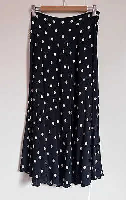 £5.99 • Buy H&M Navy Polka Dot Midi Skirt Size 10