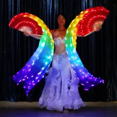 £34.09 • Buy  Real Silk LED Belly Dance Fans Veil Stage Dancing