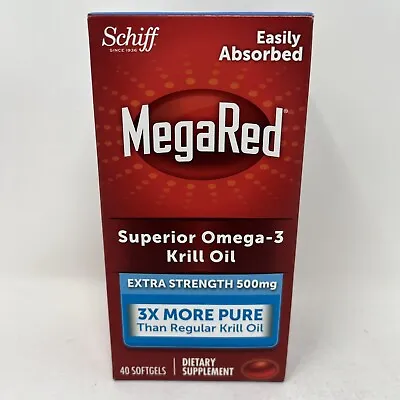 MegaRed Superior Omega-3 Krill Oil Extra Strength 500mg 40ct New Box 05/24 • $19.99