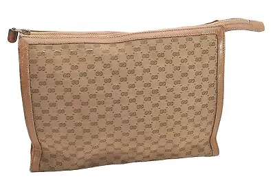 Authentic GUCCI Micro GG Canvas Leather Clutch Hand Bag Purse Brown Beige 0619H • $26.52