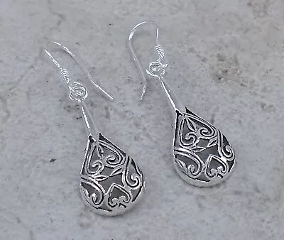$8 • Buy EXOTIC .925 STERLING SILVER FILIGREE TEARDROP DANGLING EARRINGS  Style# E0956