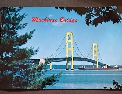 Mackinac Bridge Giant Color Post Card 1978 - Unposted - 9  X 6  • $3